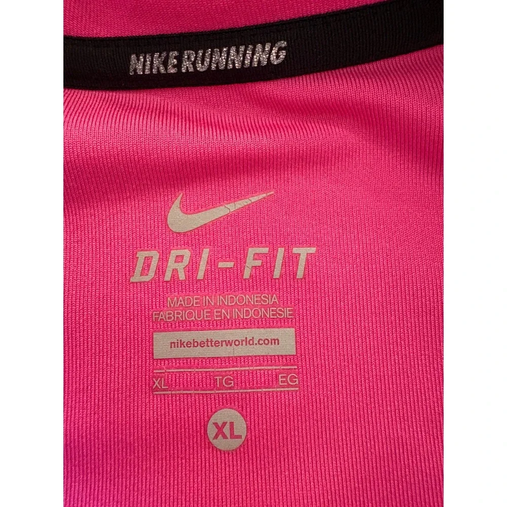Nike Running Dri-FIT Full Zip Hoodie Pink Black Colorblock Thumbholes‎ Womens XL